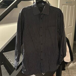 Mens Black/Blue Dress/Casual 15/15.5 32/33 Longsleeve Shirt